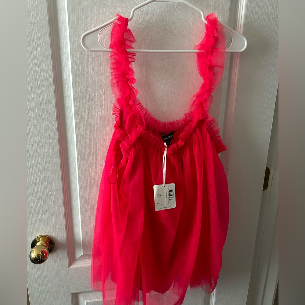 HOT PINK TULLE TANK TOP
